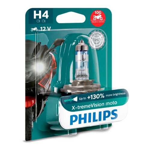 Лампа 12V H4 60/55W +130% PHILIPS X-tremeVision Moto 1 шт. блистер 12342XV+BW в Колеса даром