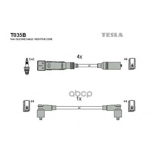 Комплект Проводов Зажигания TESLA T035B в Колеса даром