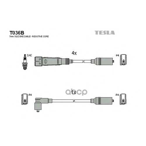 Комплект Проводов Зажигания TESLA T036B в Колеса даром