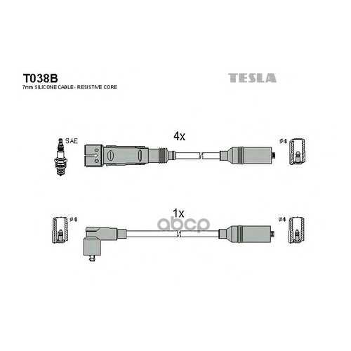 Комплект Проводов Зажигания TESLA T038B в Колеса даром