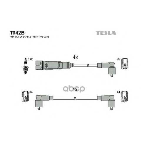 Комплект Проводов Зажигания TESLA T042B в Колеса даром