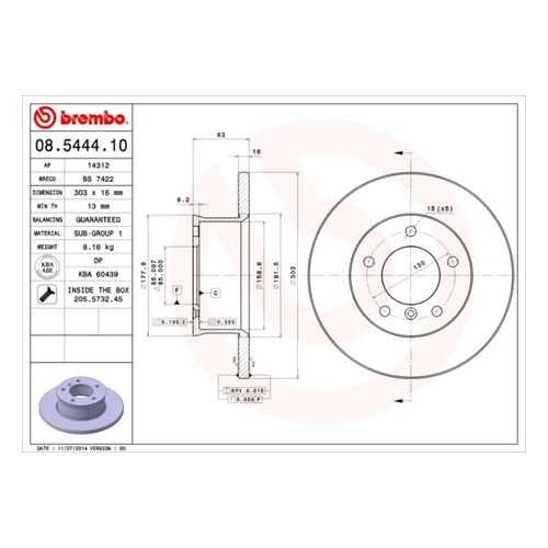 Тормозной диск brembo 08.5444.10 в Колеса даром