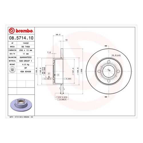 Тормозной диск brembo 08.5714.10 в Колеса даром