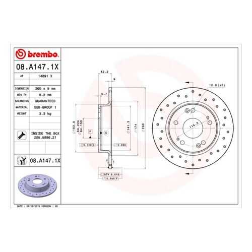 Тормозной диск brembo 08.A147.1X в Колеса даром