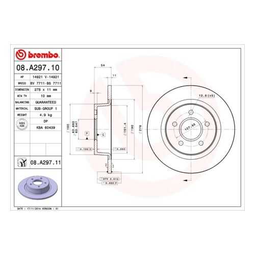 Тормозной диск brembo 08.A297.11 в Колеса даром