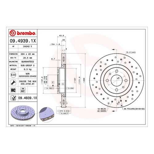 Тормозной диск brembo 09.4939.1X в Колеса даром