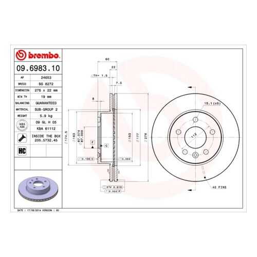 Тормозной диск brembo 09.6983.10 в Колеса даром