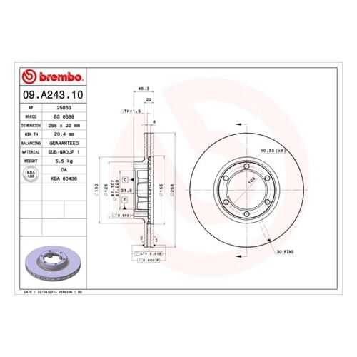 Тормозной диск brembo 09.A243.10 в Колеса даром