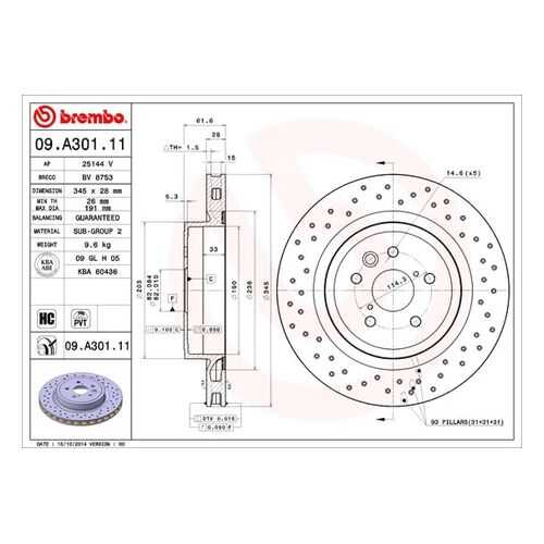 Тормозной диск brembo 09.A301.11 в Колеса даром