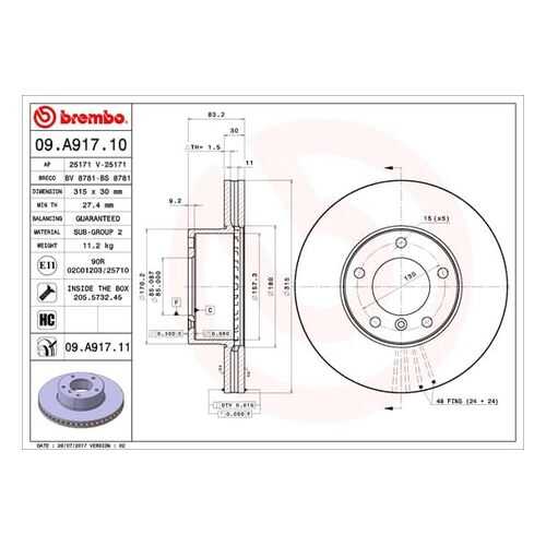 Тормозной диск brembo 09.A917.10 в Колеса даром