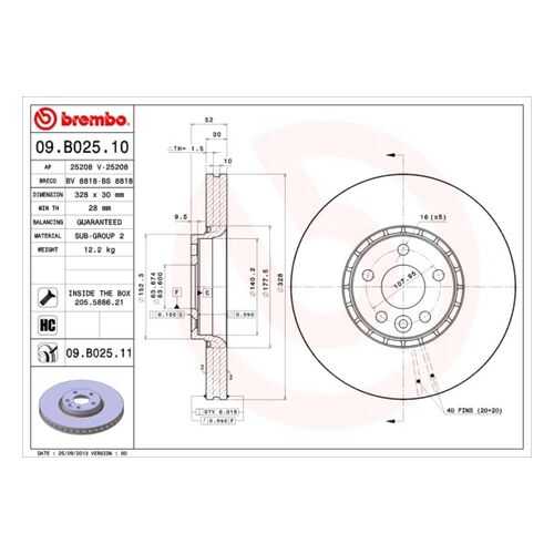 Тормозной диск brembo 09.B025.11 в Колеса даром