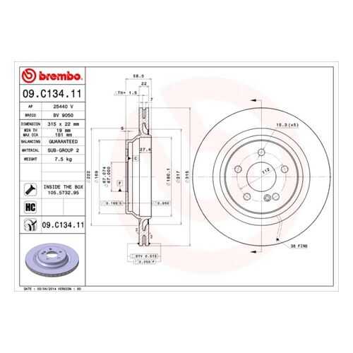 Тормозной диск brembo 09.C134.11 в Колеса даром