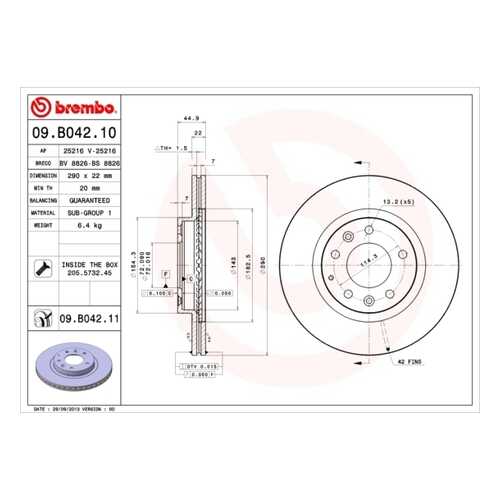 Тормозной диск brembo 09B04211 в Колеса даром