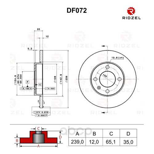 Тормозной диск RIDZEL DF072 передний в Колеса даром