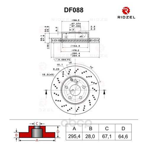 Тормозной диск RIDZEL DF088 передний в Колеса даром