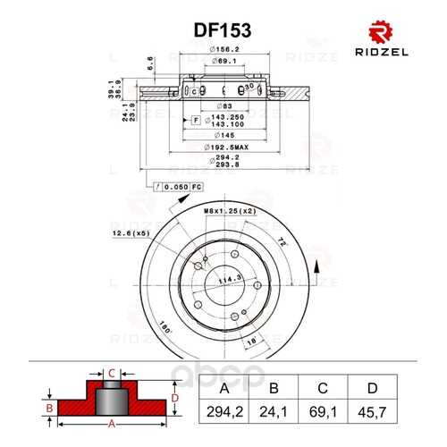 Тормозной диск RIDZEL DF153 передний в Колеса даром